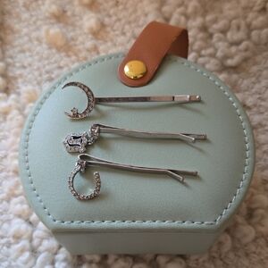 Rare Vintage Y2K Juicy Couture Hair Pins. Silver with Crystal accents